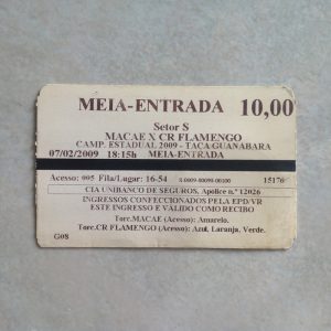 Ingresso Flamengo x Macaé Estádio Raulino de Oliveira 2009