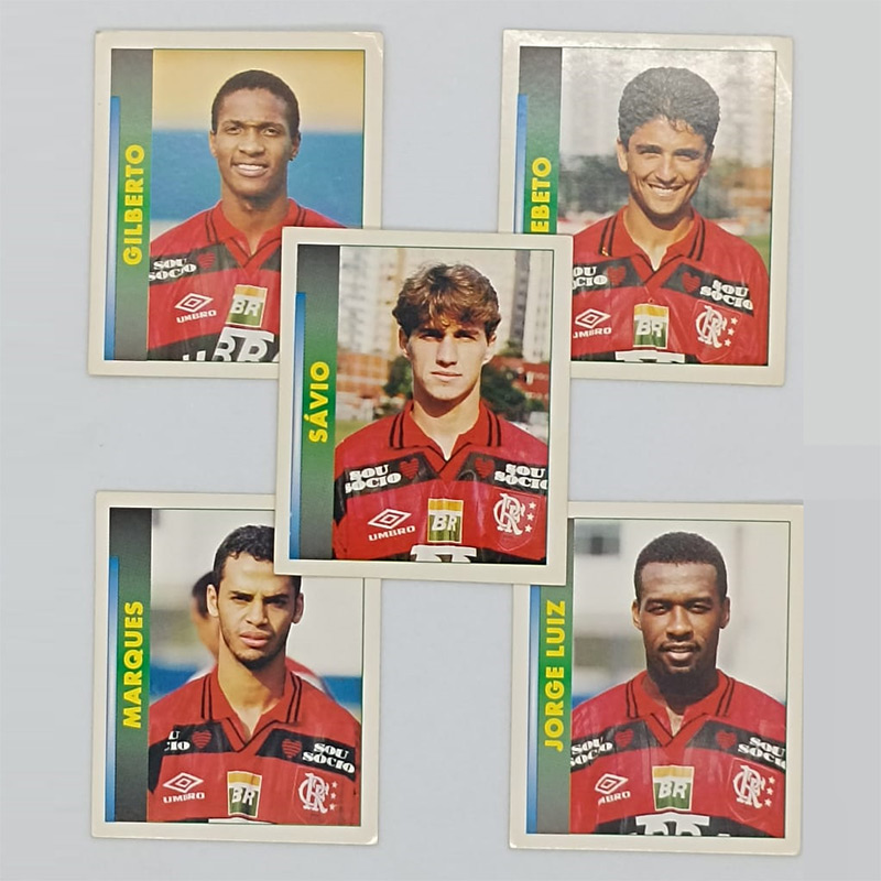 5 Figurinhas Campeonato Brasileiro 1996 – Sávio, Bebeto, Marques, Gilberto e Jorge Luís