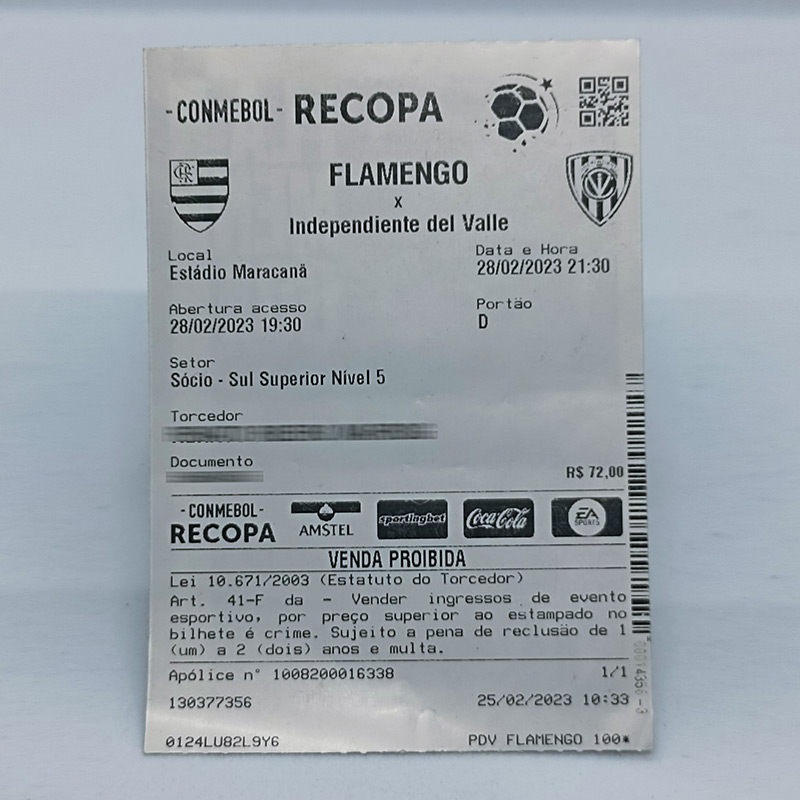 Ingresso Final Recopa Flamengo x Ind. Del Valle 2023